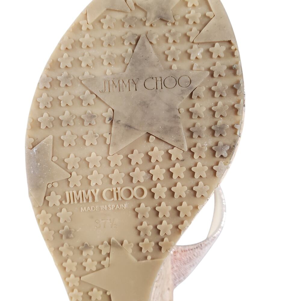 Jimmy Choo Metallic Beige Python Print Suede Park… - image 7